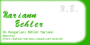 mariann behler business card